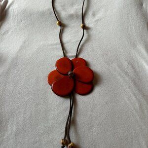 Orange Leather Necklace